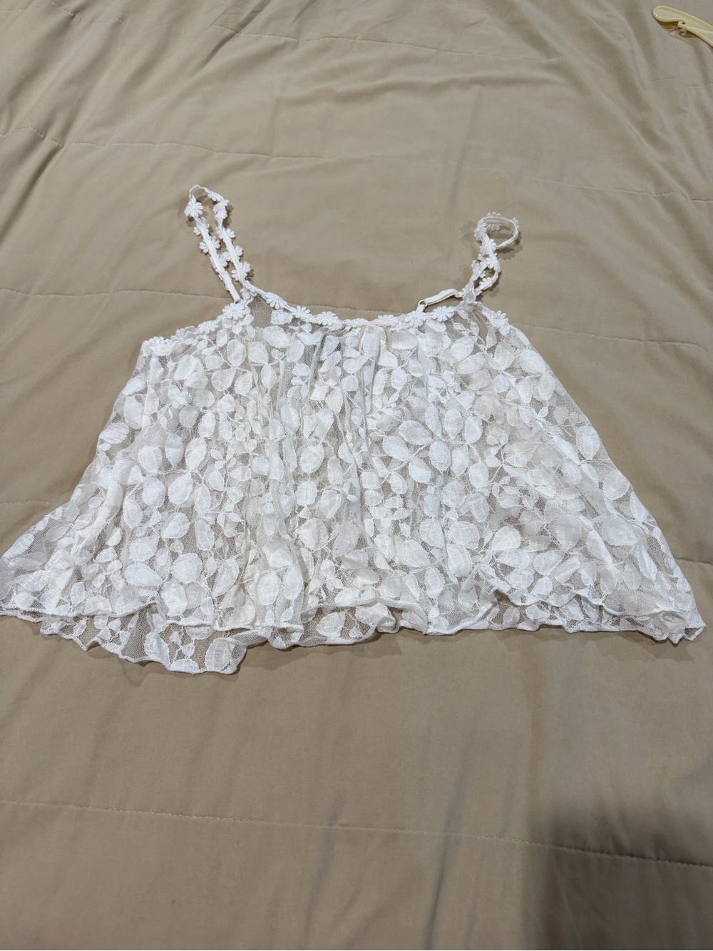 Poof! White Floral Lace Cropped Cami